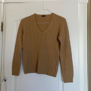 J Crew tan argyle cropped sweater.